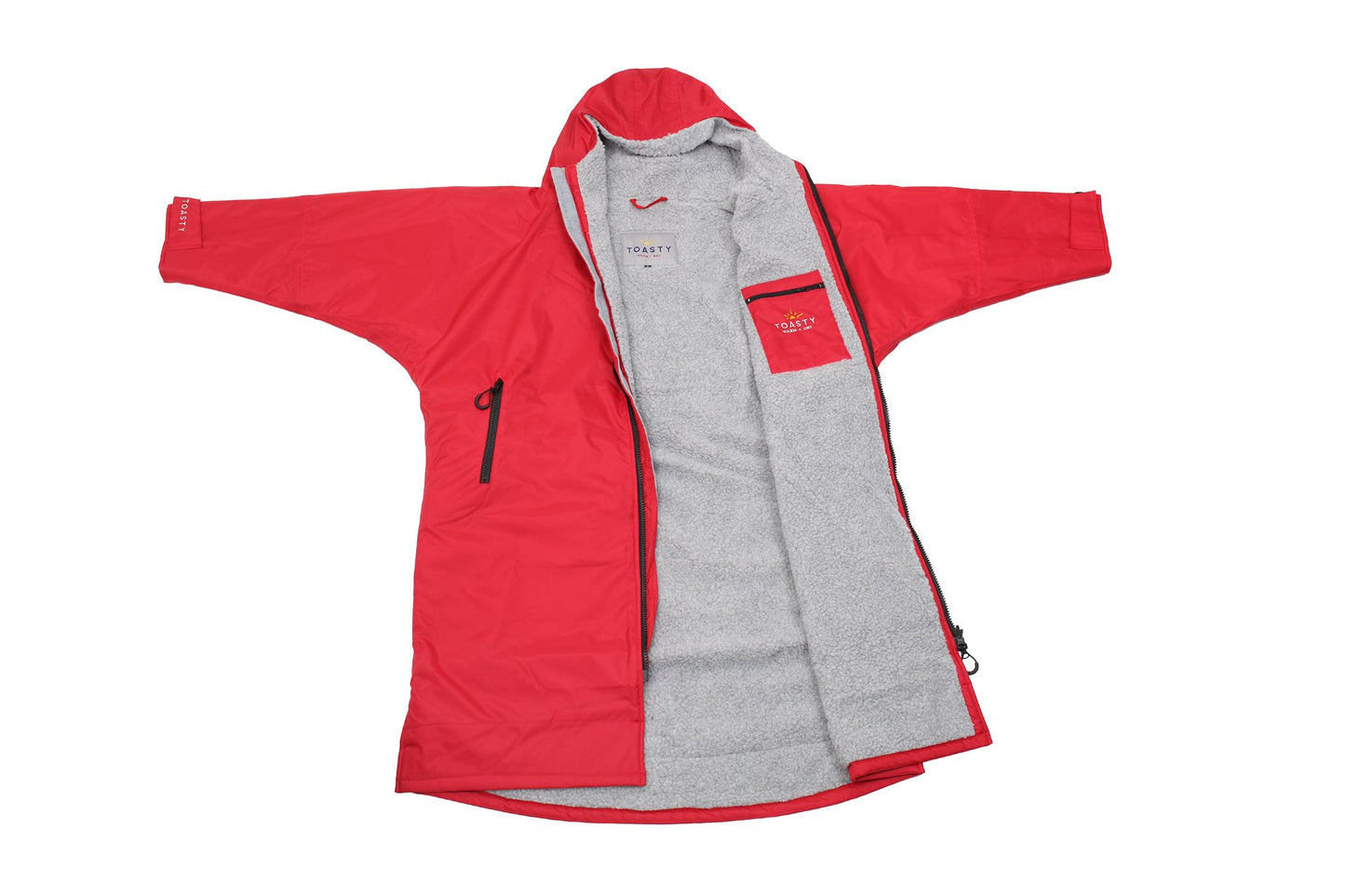 Toasty Ultimate weatherproof jacket change robe  in red open